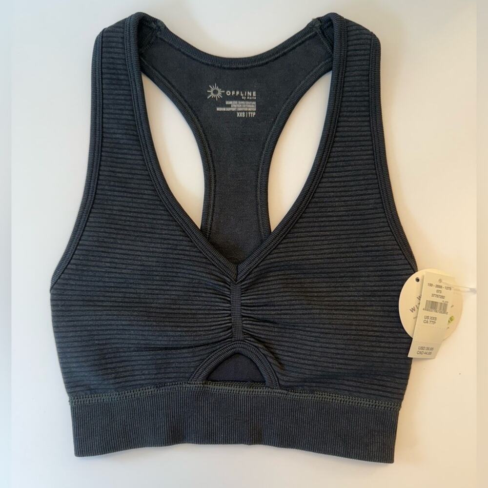 NWT Aerie Offline Totally Textured Seamless Racerback Sports Bra Size XXS